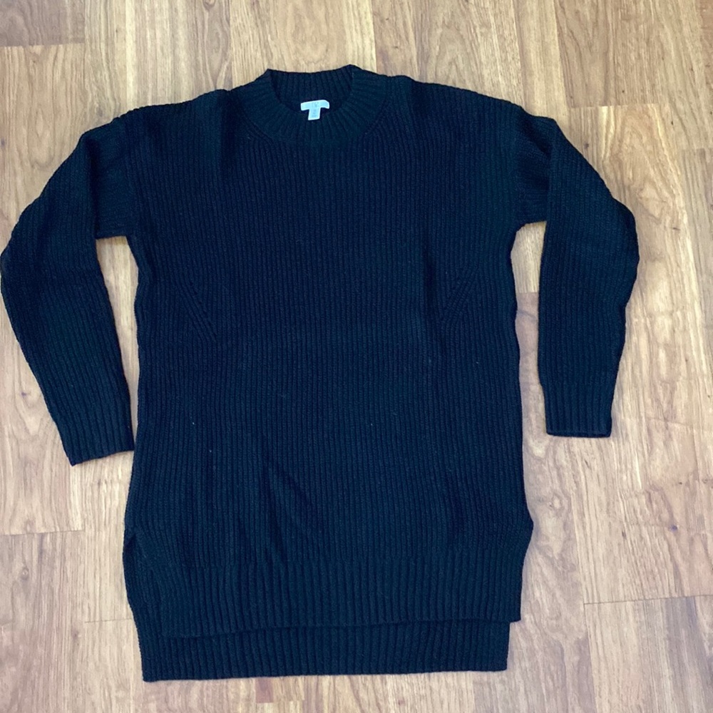 BP mock turtleneck black tunic sweater